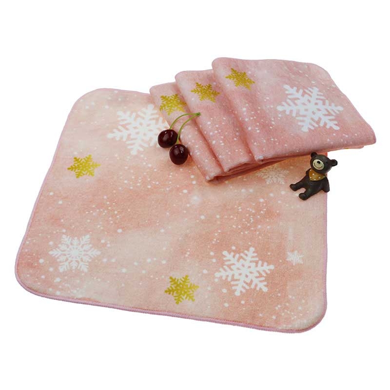 圣誕雪花系純棉碼印花方巾定制生產