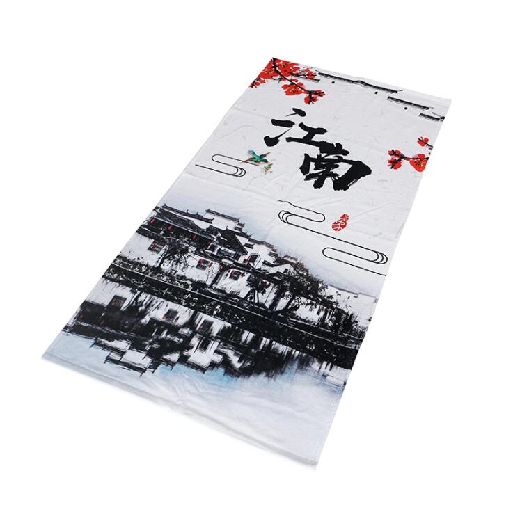 南通工廠煙雨江南定制加工棉質(zhì)數(shù)碼印花沙灘巾浴巾